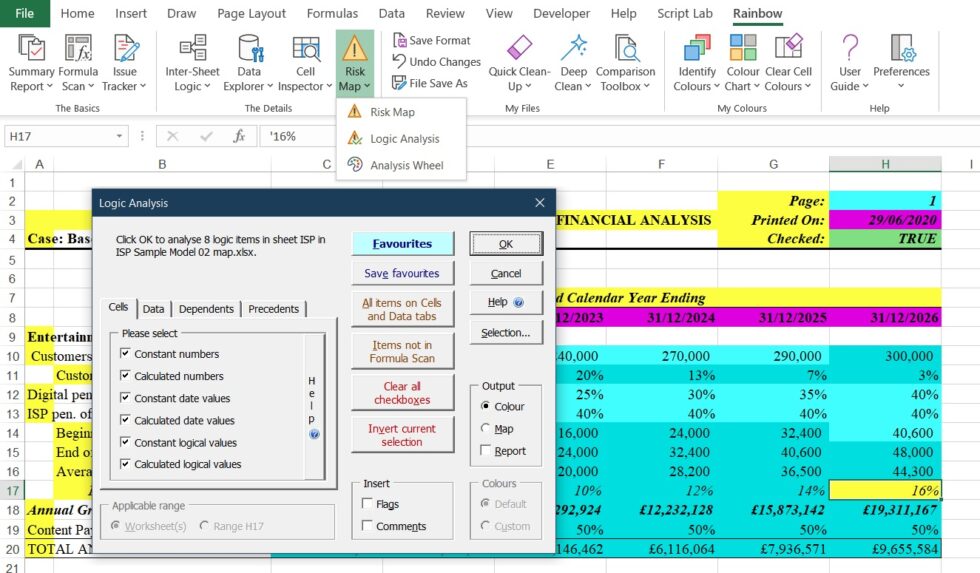 Map your spreadsheet structure with Logic Analysis - Rainbow Analyst